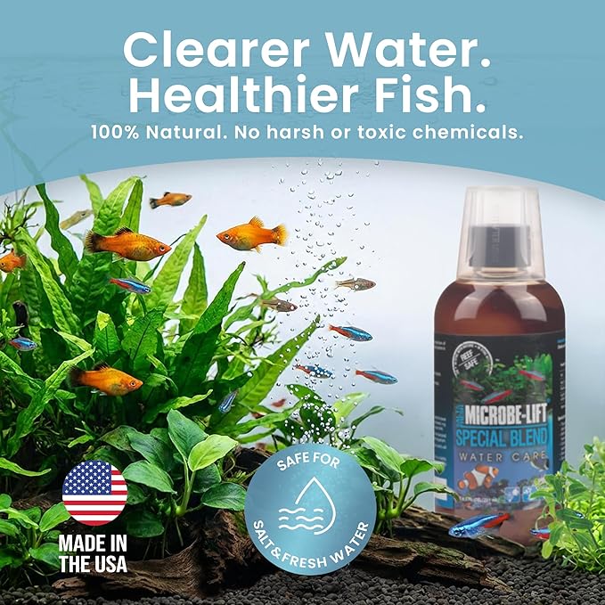MICROBE-LIFT Special Blend Aquarium Water Care Treatment, Cleaner & Clarifier for Fresh and Saltwater Fish Tanks, Reduces Maintenance & Helps with Aquarium Algae Control and Odor, 16 Ounces (SBH16)