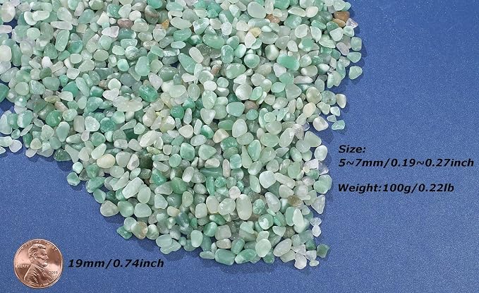 LAIDANLA Green Aventurine Crushed Stone Crystal Chips Bulk Natural Gemstones Healing Reiki Crystals Mini Quartz Vase Filler Aquarium Gravel 100g