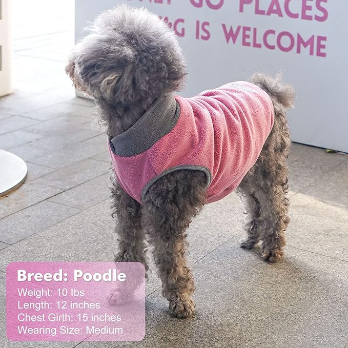 cyeollo 2 Pack Dog Fleece Sweater Warm Sweatshirt for Dogs, Reflective Doggie Vest Lightweight Small Dog Coat Pullover Winter Pet Clothing, Pink & Grey XL