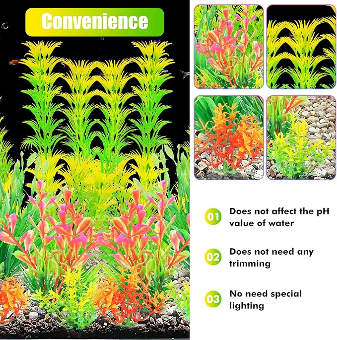 AQUANEAT Artificial Fish Tank Plants, Aquarium Decorations, Yellow Plastic Accessories, 10pcs