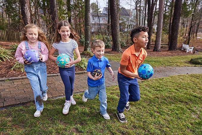 Crocodile Creek Playground Ball - Durable Rubber Ball for Kids Ages 3 and Up - Bouncy Inflatable Ball for Kickball, Indoor Games, and Outdoor Sports - PVC-Free - Space Exploration - 7-inch Diameter