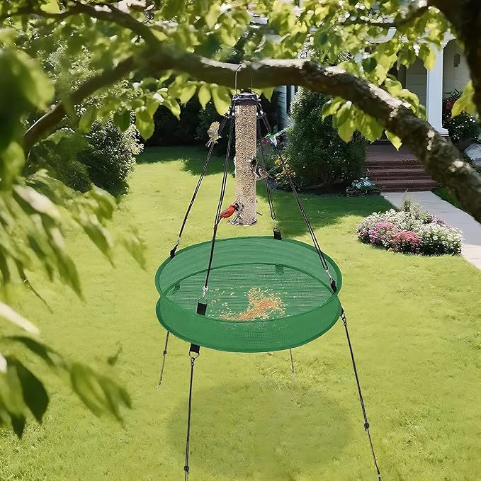 Bird Seed Catcher Tray for Hanging Bird Feeder Platform, 20 inches Birdseed Hoop for Hummingbird Feeders Bee Feeder Outdoor Garden Hanging Tray (Upgraded Against Strong Winds) (1PC)