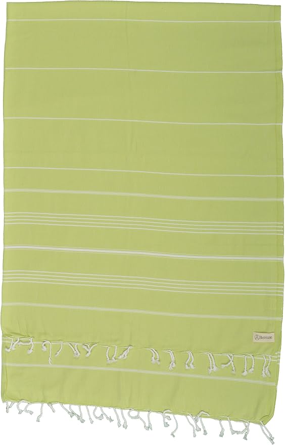Bersuse Towels Anatolia XL Beach Blanket Throw Blanket Turkish Towel 100% Cotton Extra-Large Quick-Dry Lightweight Premium Peshtemal Towel - 61x82 Inches, Pistacho Green