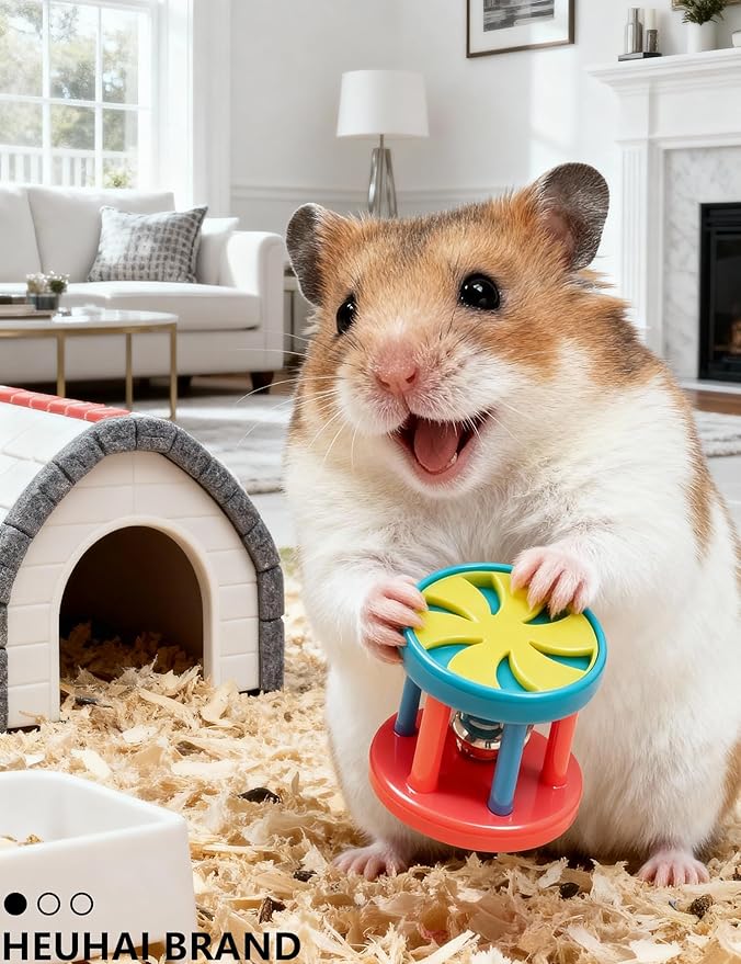 10-Pack Hamster Toys with Bell, Colorful Balls for Pet Hamsters, Scurry Back and Forth (1.5'' - 2.2'')