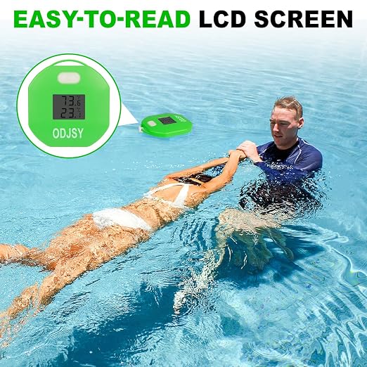 2026 Newly Wireless Pool Thermometer, Digital Water Temperature Tester with LCD Display for Swimming Pools, Spas, Hot Tubs & Aquariums (Green)