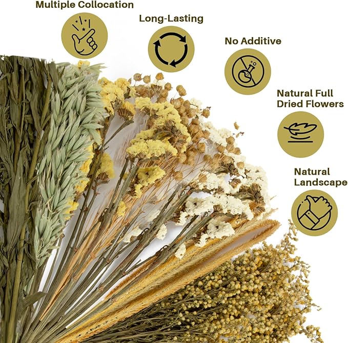 Sukh 47Pcs Natural Hamster Bedding - Flower Herb Sprays Enclosure Decor & Hideout Enriching Habitat Decor, Ideal for Dwarf Hamsters, Syrian Gerbils, Mice and Other Small Rodents