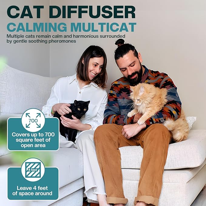 Calm Relaxing Pheromone for Cats kit 48ml Refill Fits All Common Diffuser Plug in