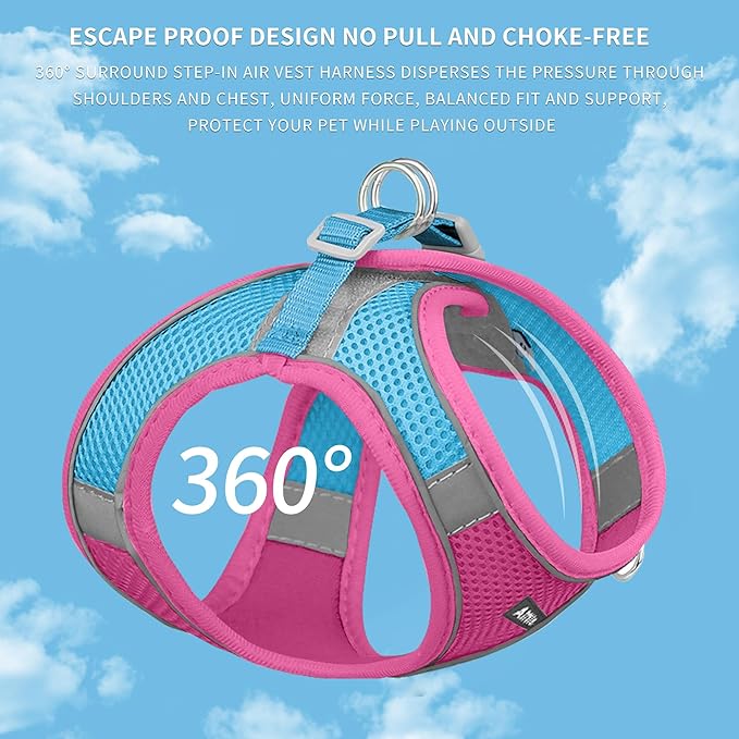 AIITLE Easy Walk Dog Harness and Leash Set - Pet Supply No Pull, Step in Adjustable Dog Harness with Padded Vest, Dog Harness No Choke Over, Easy to Put on Medium Dogs Hot Pink L