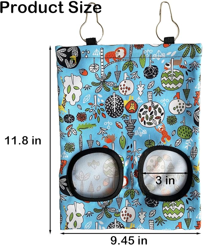 Rabbit Hay Feeder Bag, Guinea Pig Hay Feeder for Cage Small Animal Hanging Feeding Bags Rabbit Hay Dispenser Storage for Rabbits Guinea Pigs Bunnies Chinchillas (Orange,Light Blue, 2 Hole)