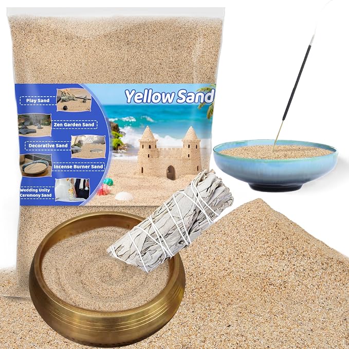 RAINFLOW 30oz Fine Yellow Sand - Colored Quartz Sand for Crafts & Decor | Decorative Sand for Aquarium Tank, Wedding Unity Ceremony, Zen Garden, Vase Filler & Incense Burner & Substrate