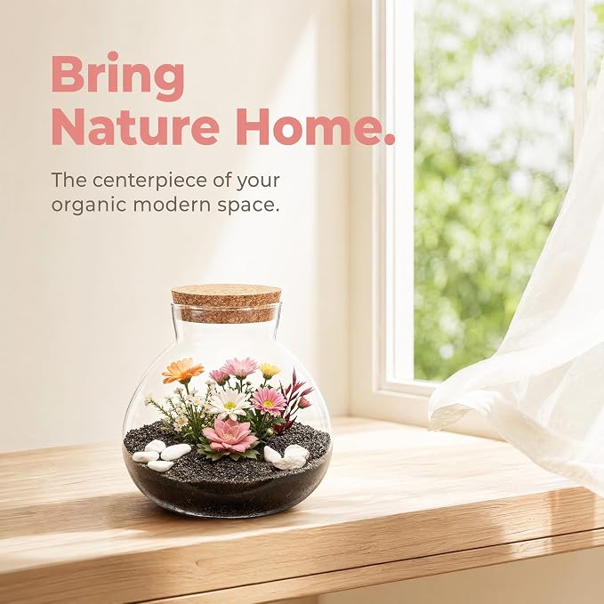 Milisten Glass Plant Terrarium with Cork Lid, 5.9x6.29In Clear Micro Landscape Terrarium Jar, Glass Fish Bowl Vase, Plant Propagation Station, Desktop Planter Container for Home Office Decor