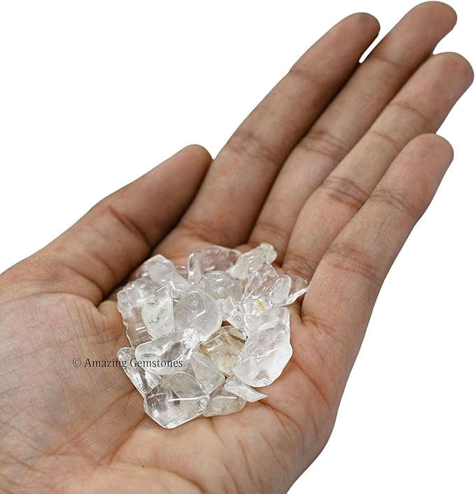 Amazing Gemstone Clear Quartz Crystal Chips and Tiny Crystals for Aquarium Gravel - Bulk Fish Tank Gravel, Small Tumbled Stone Chips and Tiny Crystals for Decoration (Natural AAA Grade Gemstones)