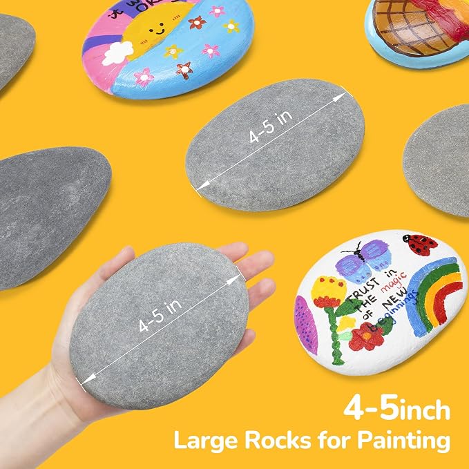 Simetufy 30 Pcs Extra Large 4-5 Inch Rocks for Painting, Flat Smooth River Stones for Art, Mandala, Natural Rocks to Paint for Kindness Stones Kids Craft