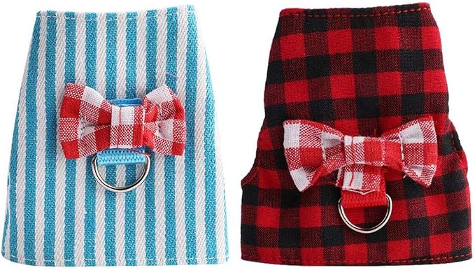 GOTOTOP 2PCs Small Pet Harness with Bowknot and Bell Decor, No Pulling Comfort Padded Vest Guinea Pig Harness and Leash Set for Ferret, Rats, Iguana, Hamster