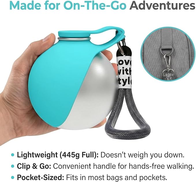 2 in 1 Portable Tumbler for Dogs, 2026 New Dog Water Bottle Portable with Foldable Bowl, 285ml Stainless Steel Pet Water Bottle, Ideal for Walking, Hiking & Travels (Pink)