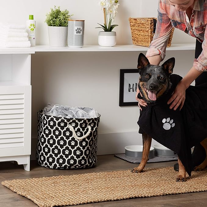 Bone Dry Pet Grooming Towel Collection Absorbent Microfiber X-Large, 41x23.5, Embroidered Black (Pack of 12)