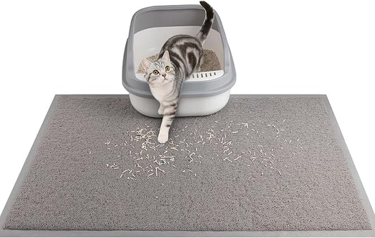 Cat Litter Mat, 35.5x23.6 in Litters Box Mat Waterproof Non-Slip Easy to Clean Washable Trapping Mat for Kitty(Gray)