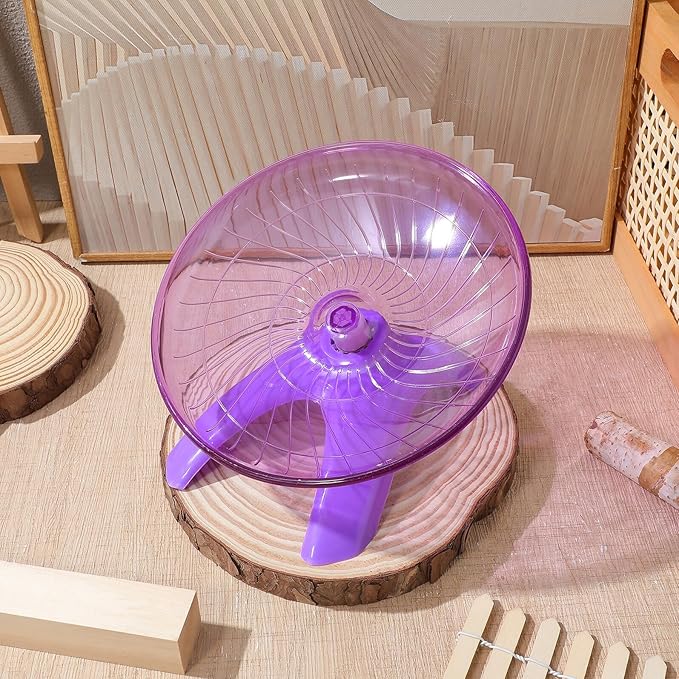 Homoyoyo Silent Flying Saucer Hamster Wheel for Small Pets, Violet Plastic Running Wheel Suitable for Hamsters, Gerbils, Chinchillas, Guinea Pigs, and Hedgehogs, Quiet Exercise for Cage Use