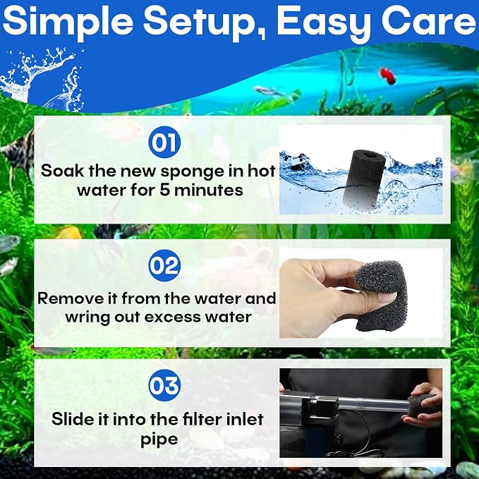 16-Pack Prefilter Sponge Replacement, Aquarium Filter Intake Sponges | Preventing Clogging and Extending the Lifespan of the Water Pump