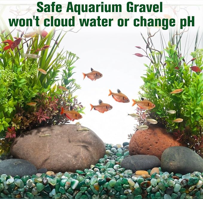 Halatool 2.2LB Green Agate Aquarium Gravel, 0.35"-0.6" Landscaping Pebbles | Polished, Safe, Fish Tank Gravel for Fish Tanks, Succulents, Plant Top Dressing, Fairy Gardens, Vase Filler, Home Decor