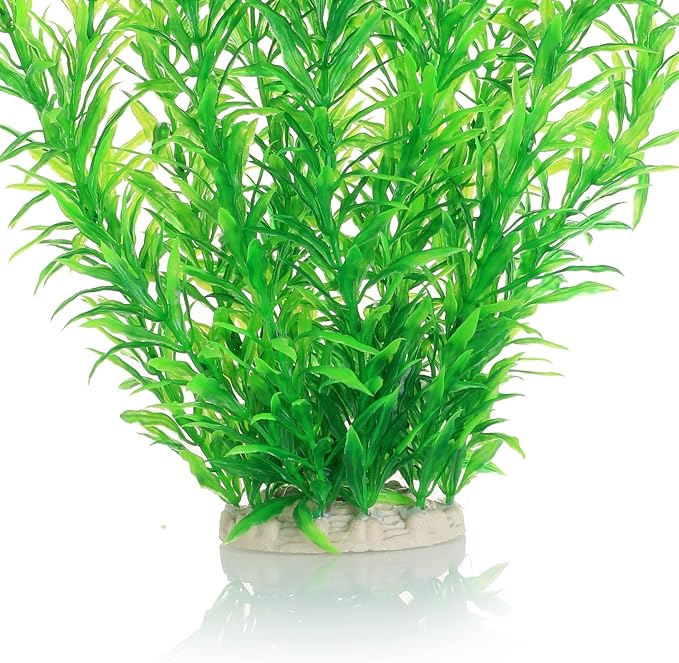 Aquarium Decor Plastic Plants Extra Large 21 Inches Artificial Plants | Fish Tank Plants Tall Fish Tank Decorations (Green 2pcs)