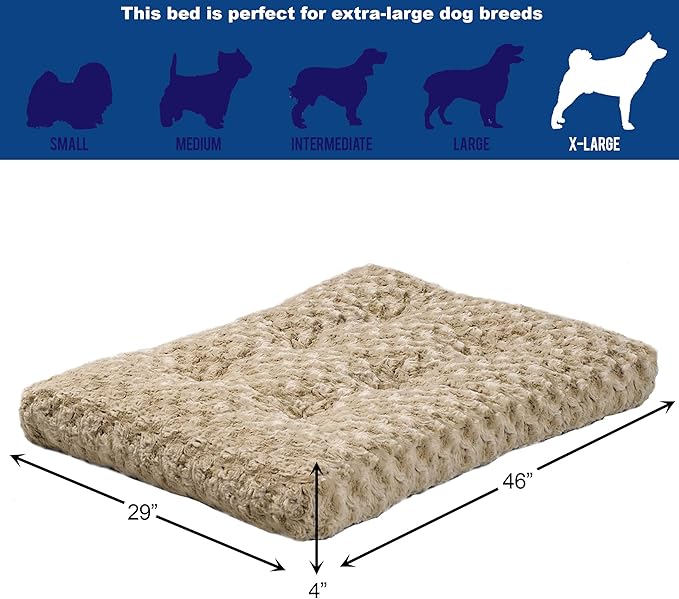 MidWest Homes for Pets XL QuietTime Deluxe Mocha Ombre Swirl Plush Pet Bed, Machine Washable, Non-Skid Bottom, Soft Crate Mat for 48-inch Crates