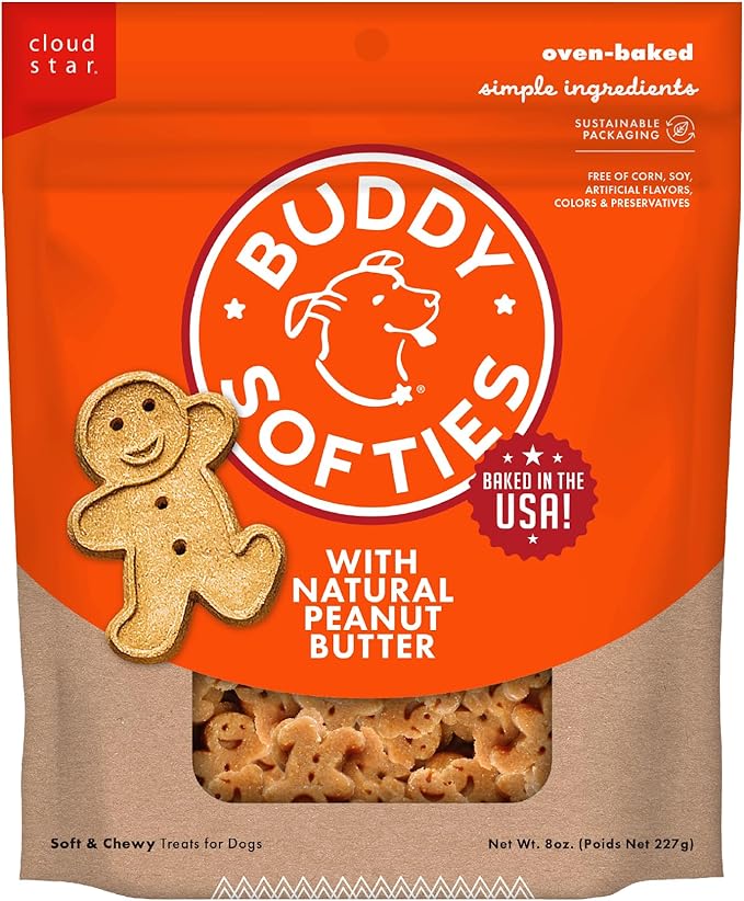 Buddy Biscuits 8 oz Bag of Softies Soft & Chewy Dog Treats, Made with Peanut Butter 8 oz