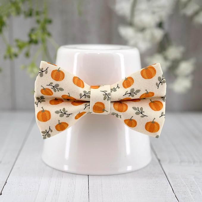 Ultra Joys Breakaway Cat Collar with Bells - Boy & Girl Kitten Collar with Bowtie Pumpkin Small