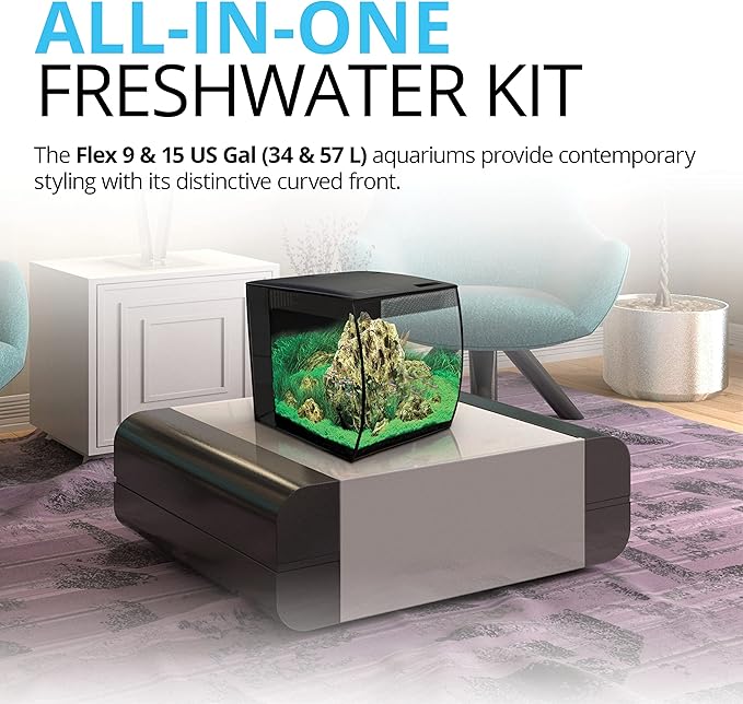 Fluval Flex 9 Gallon Glass Aquarium Kit, Black