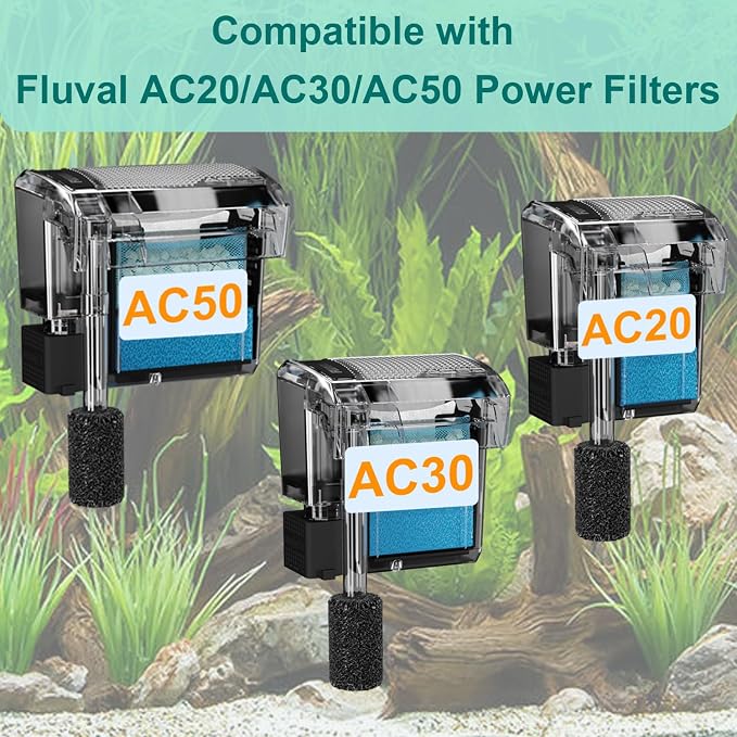 4-Set Pre-Filter Sponge Compatible with Fluval AC20/AC30/AC50 and Fluval C2/C3/C4 Power Filters, Replacement for Aquarium Filter Intake Strainer Sponge, Suitable for Freshwater & Saltwater Aquariums