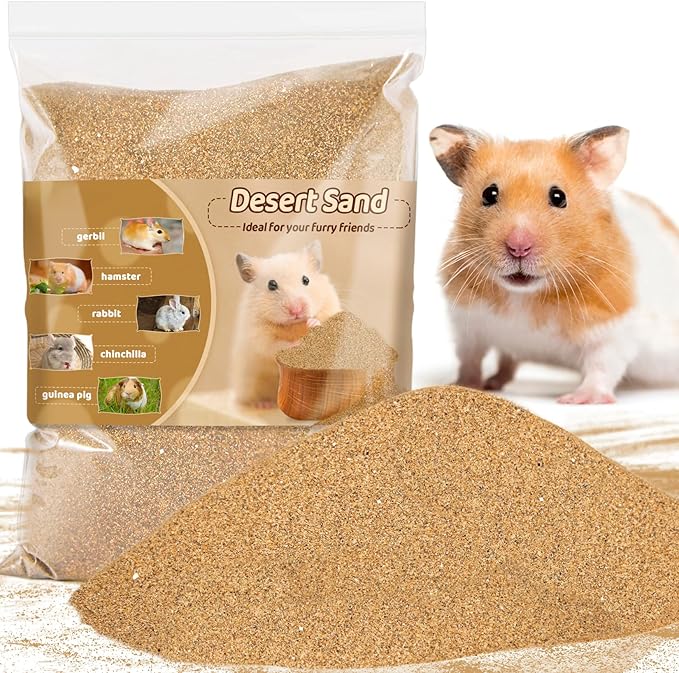 Sukh Hamster Desert Sand 15OZ - Fine Sand Bath for Reptile Hermit Crab Dwarf Hamster Chinchilla Gerbil Turtle as Zoo Med Repti Sand Substrate Hamster Bedding Cleaning Supplies Odor Control Hides Dig