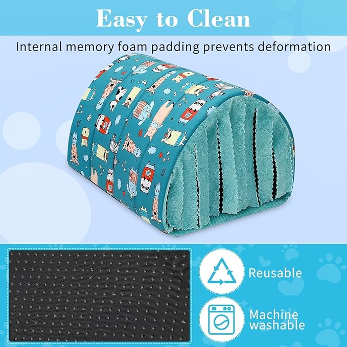 UPINS Guinea Pig Tunnel with Curtains, Small Animal Hideout Guinea Pig Bed Washable Small Animal House Cage Accessories for Mouse Chinchillas Hamsters Hedgehogs Ferrets Bearded Dragons and Rats
