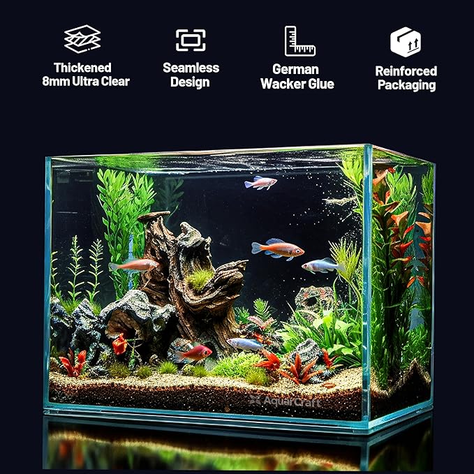 Ultra Clear Glass Fish Tank 30 Gallon, 8mm Thickened Rimless Aquarium Tank Low Iron, Large Big Aquarium 23.6in x17.7in x 17.7in