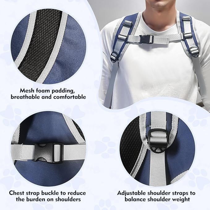 Cat Bubble Backpack, Transparent Cat Backpack for Kitten Small Dog Pet, Space Capsule Cat Backpack Carrier for Hiking Camping Travel Outdoor Use (Navy Blue)