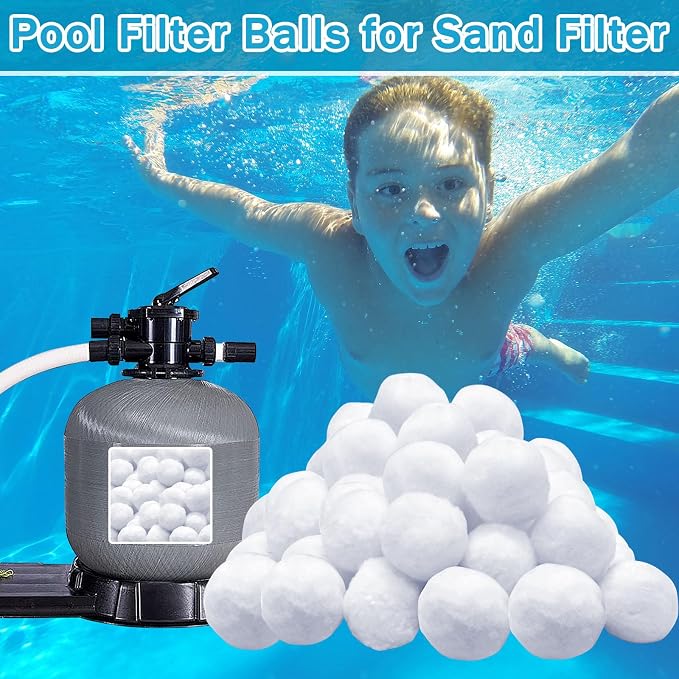 1.6 lbs Pool Filter Balls for Sand Filter Pump, New Upgrade Efficient Swimming Pool Filter Sand Alternative(Equals 50 lbs Pool Filter Sand), Reusable Eco-Friendly Fiber Filter Media Balls