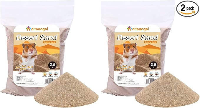 Niteangel Hamster Desert Bath Sand | No-Dust Bath or Potty Litter for Hamster Chinchillas Gerbil Mice Degu or Other Small Pets (Pack of 2)