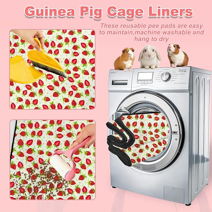 2 Pack Guinea Pig Cage Liners, Waterproof Reusable Guinea Pig Cage Liners,Waterproof Super Absorbent Pee Pads for Small Animals,24x48 inch 2pack