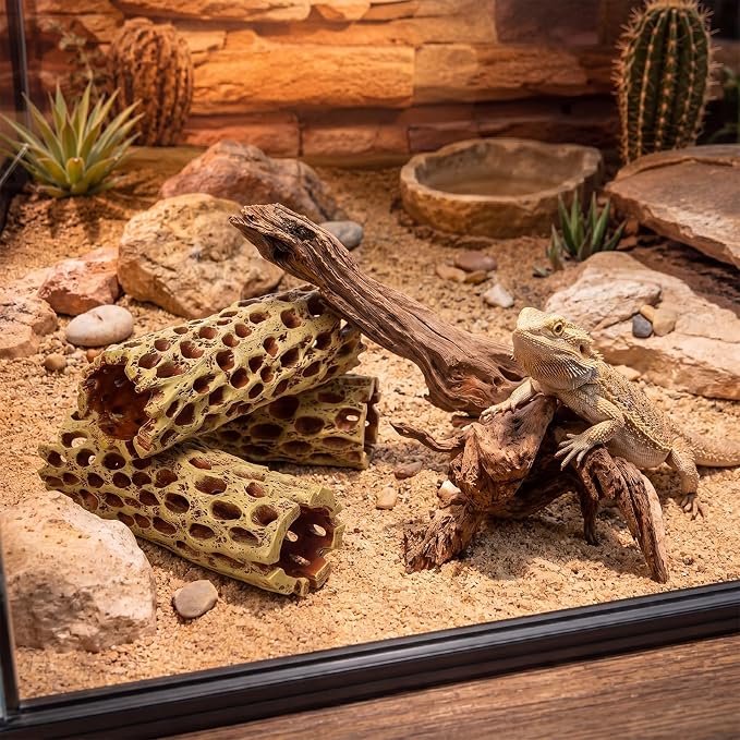 Layhit 6 Pcs Aquarium Driftwood and Cholla Wood, Fish Shrimp Tank Decor | 4-9" Natural Driftwood for Aquarium Decor, 2" x 5.7" Shrimp Hides Resin Cholla Wood, Reptile Hermit Crab Tank Accessories