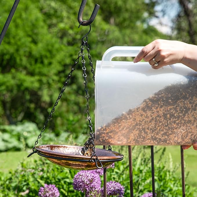 Sunnydaze Hand-Hammered Hanging Bird Bath/Feeder - Detachable Bowl with Hanging Chain - Copper Bird Bath Bowl - 17.5" H