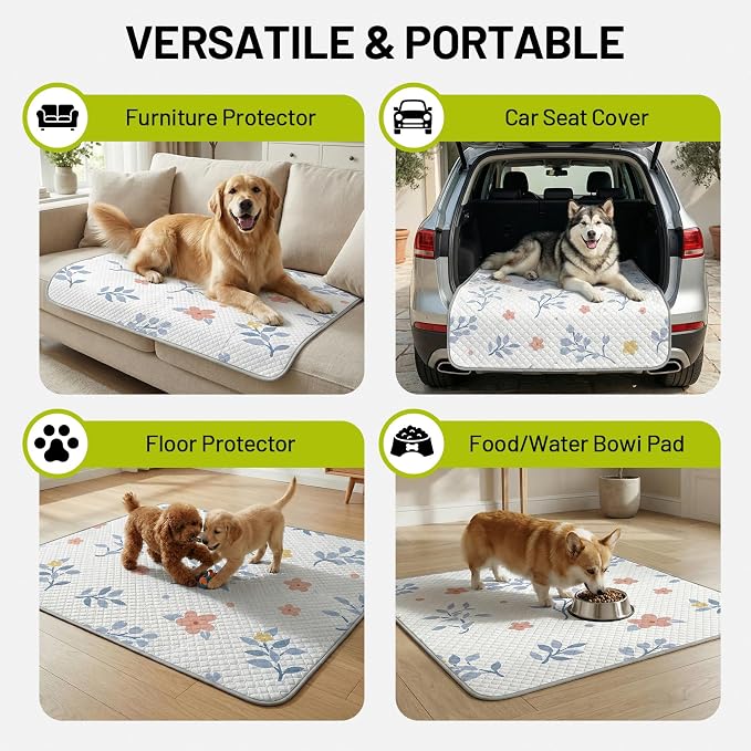 Washable Dog Pee Pads - Absorbent Reusable Puppy Training Pads, Waterproof Leak - Proof & Non - Slip for Crate Whelping Potty Training 24x18 (Pack of 2)