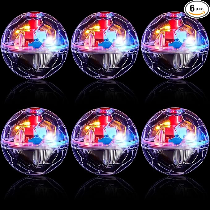 Sratte 6 Pcs Ghost Hunting Cat Ball Activated Cat Toy Motion LED Light Pet Balls Motion Dog Interactive Pet Toys Glowing Mini Running Exercise Supplies for Animals Activity (Clear)