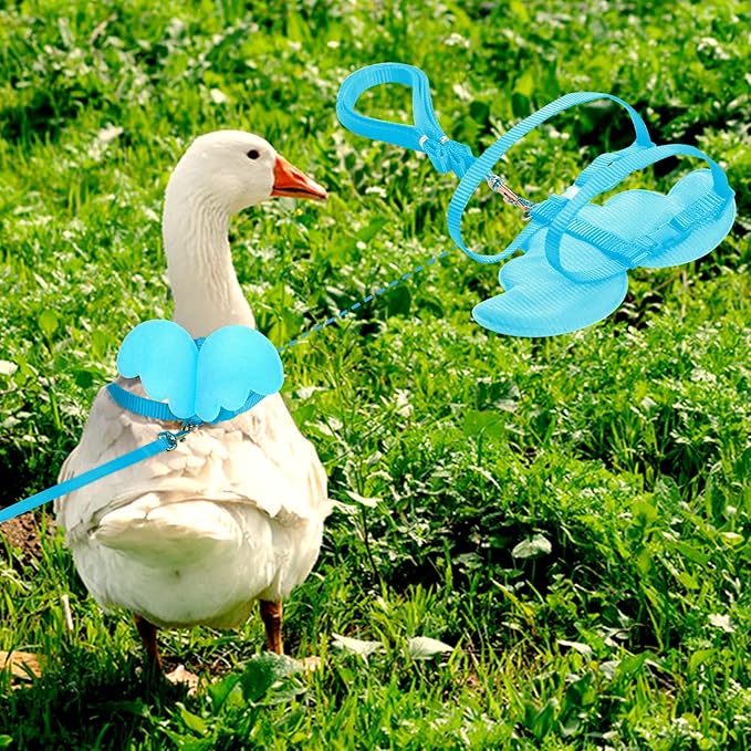 KAMA BRIDAL Duck Walking Harness and Leash Chicken Duck Outdoor Training Rope Adjustable Rope for Pet Poultry Hen Cock (S, Blue)