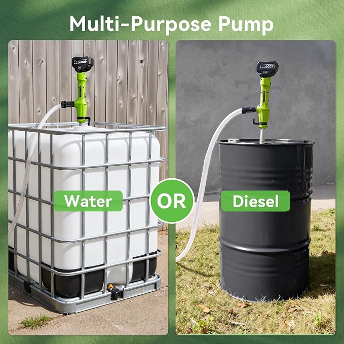 Taskstar Cordless Stick Transfer Pump for Water/Diesel, 2.2" Slim Filter OD | 720 GPH Draining, 16 FT Lift, 30-Min Runtime Per 4.0 Ah Battery, for Basement, Pool, Pond, Rain Barrels, Boat, Aquarium & RV