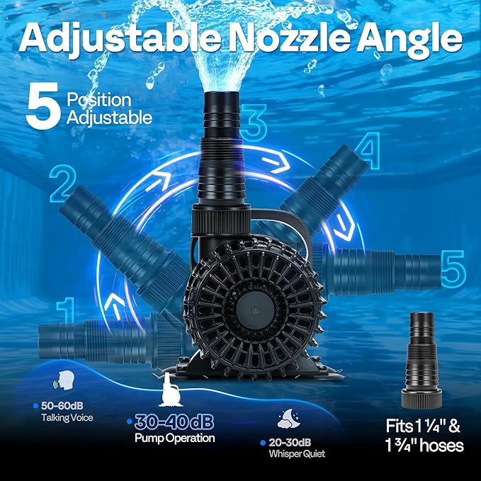 VIVOHOME Electric 310W 5300GPH Submersible Water Pump for Koi Pond Pool Waterfall Fountains Fish Tank and Aquarium