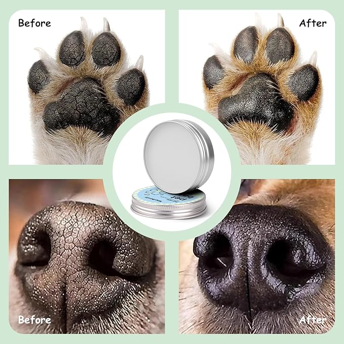 Lick-Safe Dog Paw & Nose Balm with Coconut Oil | 2.3oz Natural Wax, 1 Pcs Dog Paw Cleaner & Towel | Natural Moisturizer for Dry, Cracked Pads & Snout | Winter Snow, Road Salt & Hot Pavement Protector