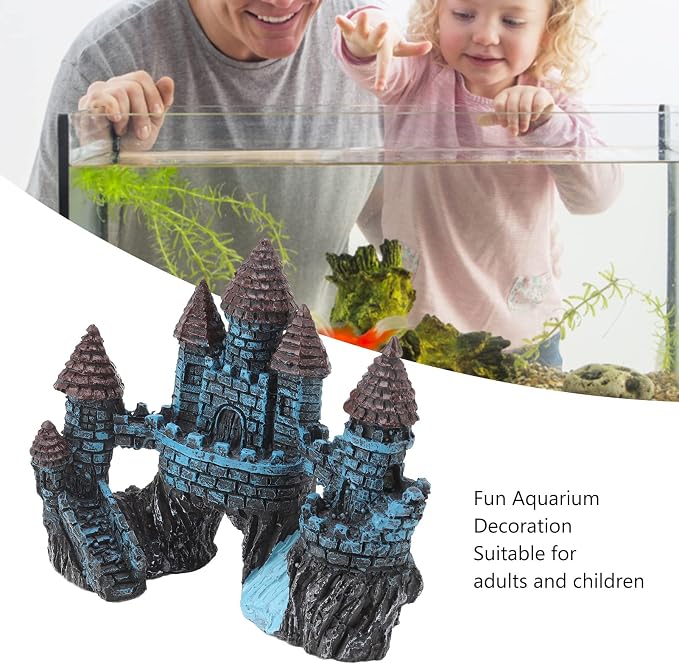 Resin Castle Aquarium Decorations,Hideout Castle House Cave Stone Head Aquarium Ornament,Fish Tank House Decor for Freshwater Saltwater