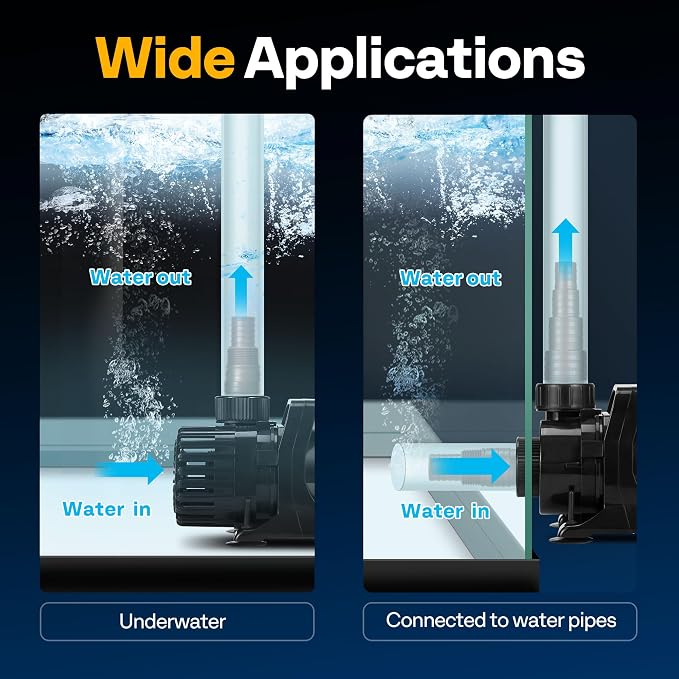 VIVOHOME 120W 2700GPH Submersible Water Pump with Barrier Bag for Koi Pond | 15.1ft Max Lift, 180° Seamless Adjustable Nozzle, 20ft Power Cord, IPX8 Waterproof