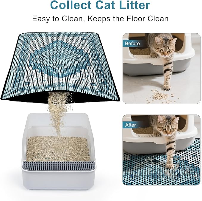 Cat Litter Mat 24"x29.5" Double Layer Waterproof Litter Box Mat Washable Litter Trapping Mat
