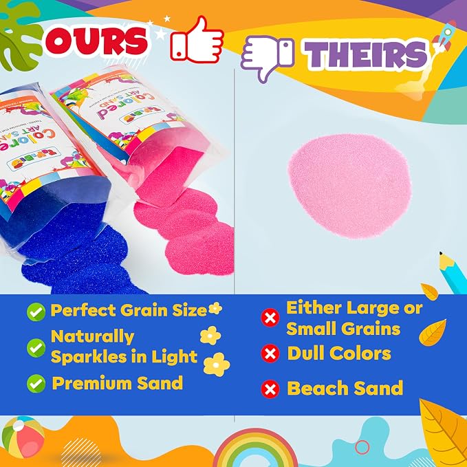 Colored Sand for Sand Art [15 Colors: 12 lbs], Colored Sands Bulk, Delightful Sands Art Fun for Crafts, Parties, Children, Nice Colorful Fun Sandy Crafts for Kids Age 3+, Non-Toxic, 15 Bags