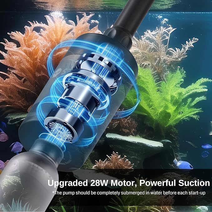 SainSmart XpertMatic Aquarium Gravel Cleaner, 528GPH/28W Powerful Fish Tank | Adjustable Water Flow Aquarium Cleaner Kit, Electric Gravel Vacuum for Sand Washing and Water Changing